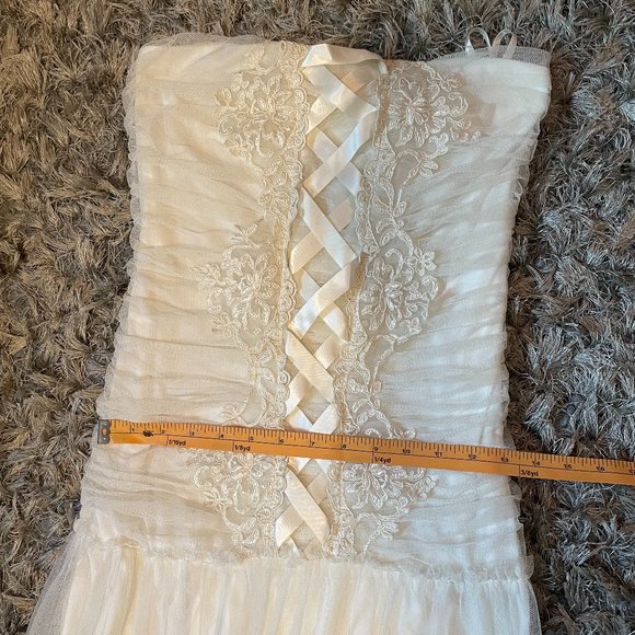 Jessica McClintock Lace Drop Waist Ivory Dress - Picture 8 of 8